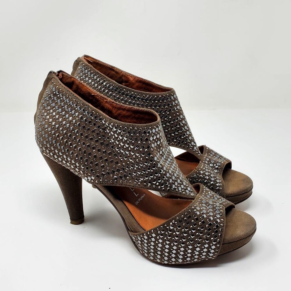 Jeffrey Campbell Ibiza Rally Sandal studded wrap foot heeled shoe Size 7